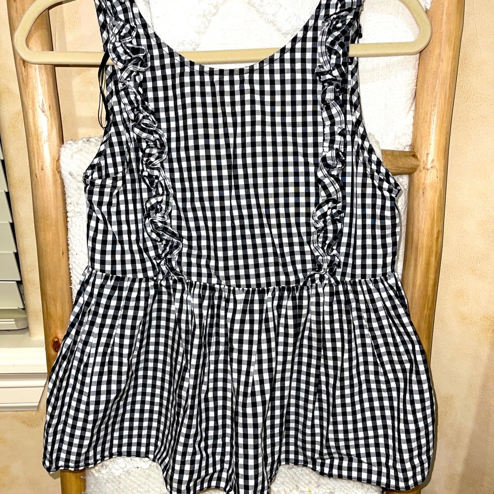 Gingham Poplin ZARA top
